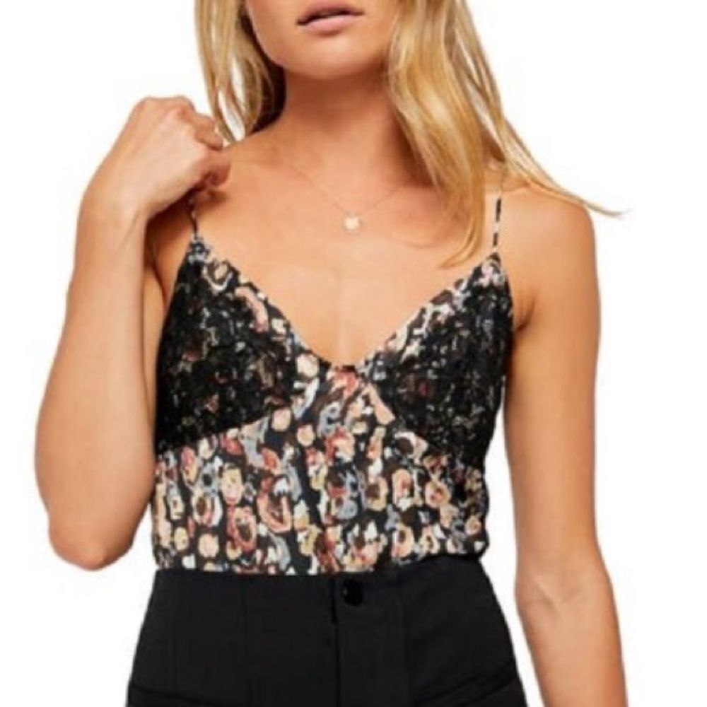 Intimately by FP Black and Gold Lace Embellished Bustier Camisole